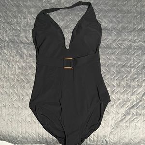 NWT FIGLEAVES icon Marseille belted plung tummy control swimsuit